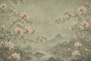 Muted Green Wallpaper Scenic Landscape Removable Wall Decor design