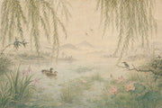 Willow Wallpaper Pond Lotus Wall Mural design