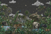 Dark Tropical Jungle Wallpaper Wild Animals Botanical Landscape Removable Wall Decor design