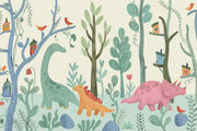Whimsical Forest Wallpaper Enchanted Woodland Removable Dinosaur Wall Decor design