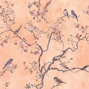 Chinoiserie Wallpaper Blossom Branches Removable Birds Wall Double Roll design