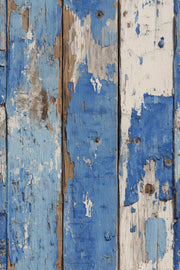 Weathered Wood Wallpaper Peeling Paint Blue Planks Decorative Mural design