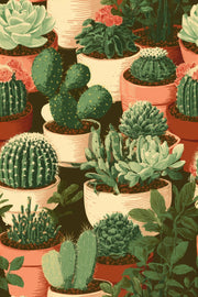 Cactus Wallpaper Succulent Potted Plants Removable Wall Decor design