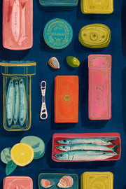 Tinned Fish Wallpaper Sardines Removable Mediterranean Wall Double Roll design