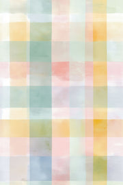 Pastel Plaid Wallpaper Checkered Watercolor Decorative Mural design