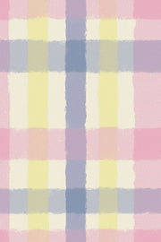 Gingham Pink Wallpaper Pastel Check Watercolor Removable Wall Decor design