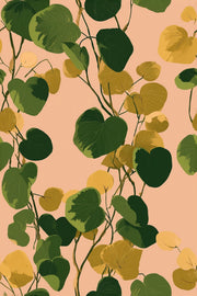 Botanical Wallpaper Tropical Leaves Peach Background Removable Wall Decor design