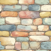 Stone Wall Wallpaper Pastel Watercolor Removable Wall Decor design