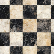 Dark Marble Wallpaper Checkerboard Gold Veining Removable Wall Decor design