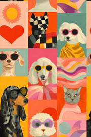 Colorful Pets Wallpaper Dogs Removable Cat Wall Double Roll design
