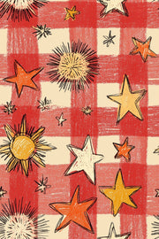 Red Gingham Wallpaper Stars Sunburst Removable Wall Decor design