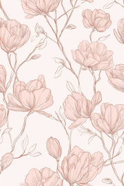Magnolia Wallpaper Botanical Pink Decorative Mural design