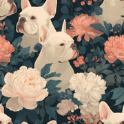 French Bulldog Wallpaper Floral Removable Botanical Wall Double Roll design