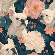 French Bulldog Wallpaper Floral Botanical Decorative Mural design