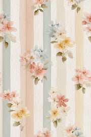 Muted Green Wallpaper Pastel Stripes Watercolor Decorative Mural design