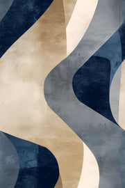 Abstract Wallpaper Dark Navy Curved Shapes Removable Wall Decor design