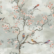 Muted Green Wallpaper Pastel Botanical Mural Chinoiserie Wall Decor design