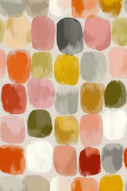 Painterly Brushstrokes Wallpaper Rounded Rectangles Mid Century Palette Removable Wall Decor design