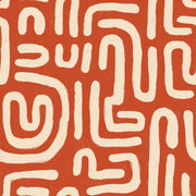 Geometric Maze Wallpaper Terracotta Orange Cream Lines Decorative Mural design
