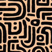 Abstract Geometric Wallpaper Maze Pattern Bold Black Lines Decorative Mural design