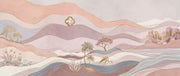 Pastel Landscape Wallpaper Gold Linework Wall Mural design