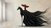 Red Hat Horse Silhouette Wallpaper Surreal Equestrian Wall Mural design