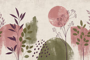 Abstract Botanical Stems Wallpaper Linen Texture Wall Mural design