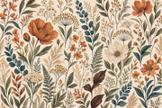 Vintage Wildflowers Wallpaper Ivory Background Wall Mural design