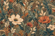 Vintage Botanical Flowers Wallpaper Olive Green Wall Mural design