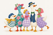 Whimsical Ducks Wallpaper Watercolor Garden Wall Mural design