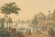 Mughal Palace Riverside Wallpaper Vintage Indian Wall Mural design
