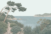 Mediterranean Sea View Wallpaper Vintage Coastal Wall Mural design