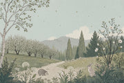 Storybook Forest Hills Wallpaper Pastel Landscape Wall Mural design