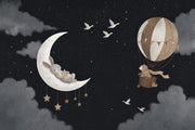 Hot Air Balloon Wallpaper Night Sky Removable Nursery Wall Decor design