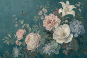 Dark Teal Background Wallpaper Floral Removable Botanical Wall Decor design