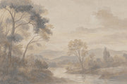 Pastoral Trees Wallpaper Vintage Landscape Wall Mural design