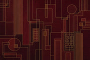 Burgundy Geometric Lines Wallpaper Art Deco Gold Wall Mural design