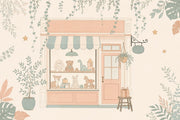 Pastel Toy Shop Storefront Wallpaper Whimsical Nursery Wall Mural design