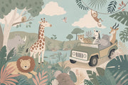 Pastel Safari Animals Wallpaper Jungle Nursery Wall Mural design