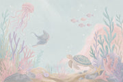Pastel Underwater Animals Wallpaper Watercolor Ocean Wall Mural design