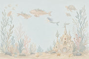 Underwater Mermaid Wallpaper Pastel Watercolor Wall Mural design