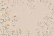 Watercolor Floral Wallpaper Soft Beige Botanical Wall Mural design