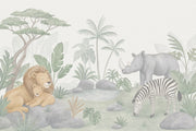Watercolor Safari Animals Wallpaper Pastel Nursery Wall Mural design
