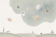 Astronaut Bunny Wallpaper Watercolor Space Wall Mural design