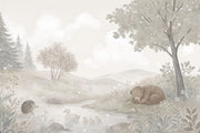 Watercolor Woodland Animals Wallpaper Pastel Forest Wall Mural design