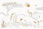 Minimal Lion Family Wallpaper White Background Wall Mural design
