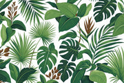 Tropical Leaves Wallpaper White Background Wall Mural design