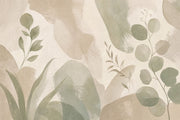 Sage Green Leaf Branches Wallpaper Watercolor Botanical Wall Mural design