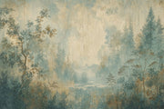 Misty Forest Wallpaper Watercolor Landscape Wall Mural design