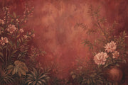 Vintage Floral Branches Wallpaper Terracotta Garden Wall Mural design